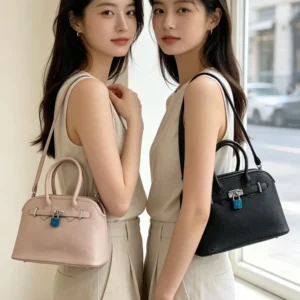 Bolso de mano bandolero con candado, cuero sintético