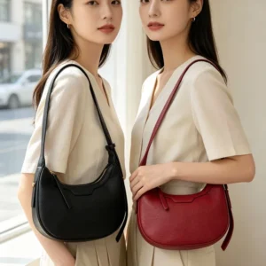 Bolso Medialuna de cuero sintético, bandolera