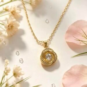 FASHION COLLAR CON DIJE ESPIRAL CIRCULAR DORADO CON CIRCONIA CENTRAL