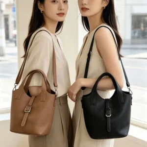 Bolso Balde bandolero de cuero sintético