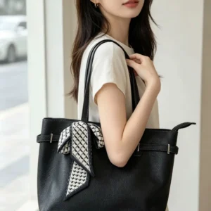 Bolso Tote negro con pañuelo