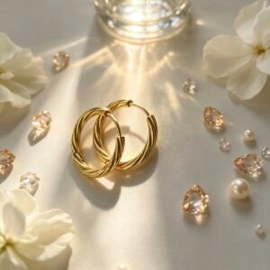 AROS ARGOLLAS TORZADAS DORADO*12U 18MM 6807
