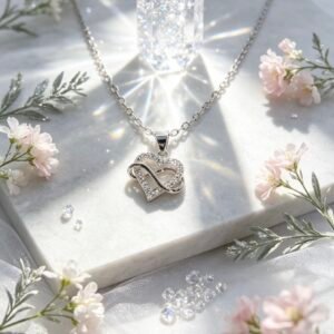 FASHION COLLAR CON DIJE CORAZON INFINITO PLATEADO CON BRILLANTES