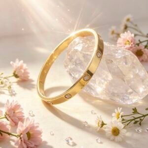 PULSERA TIPO CARTIER CON STRASS DORADO MS-3011