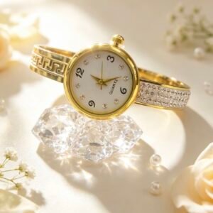 RELOJ PULSERA PARA MUJER TIPO VERSACE CON STRASS DORADO MS-3055