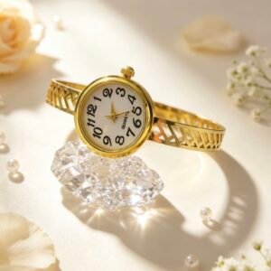 RELOJ PULSERA PARA MUJER CON NUMEROS DORADO MS-3061