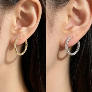 Pendiente aro con bloques brillantes ×12u