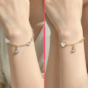 Pulsera acero inoxidable corazones plata