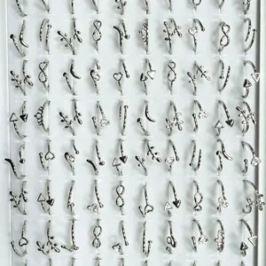 Anillos plateados diseños variados, surtido